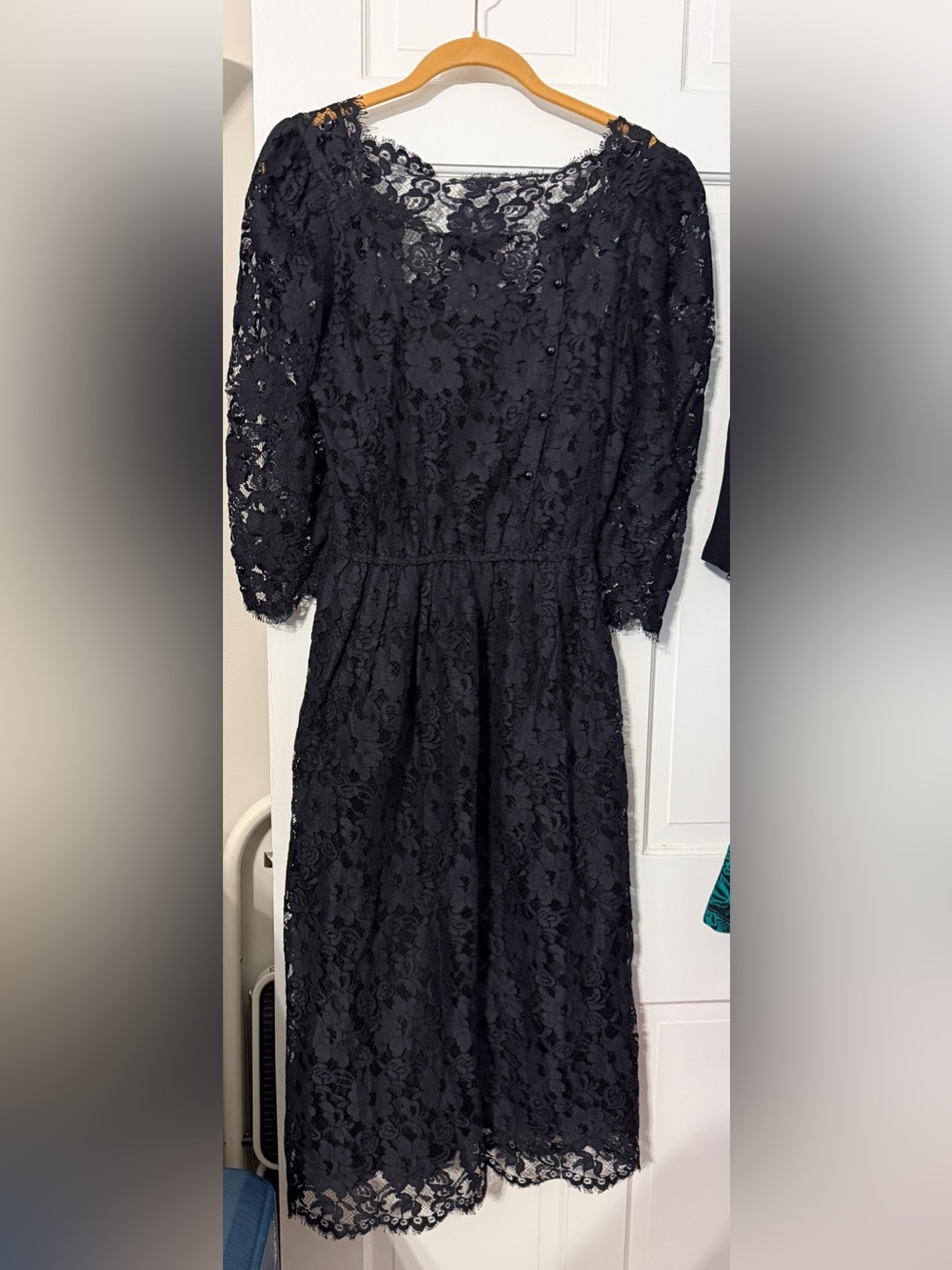 1980s Victorian Revival Style Cachet by Bari Protas Black Lace Cocktail Dress